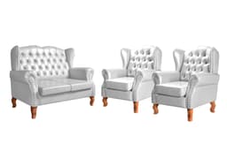 Conjunto Imperador Sofá Chesterfield Decoração Retrô Vintage - Couríssimo Branco