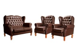 Conjunto Imperador Sofá Chesterfield Decoração Retrô Vintage - Couríssimo Café