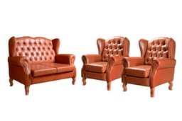 Conjunto Imperador Sofá Chesterfield Decoração Retrô Vintage - Couríssimo Caramelo