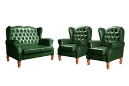 Conjunto Imperador Sofá Chesterfield Decoração Retrô Vintage - Couríssimo Verde