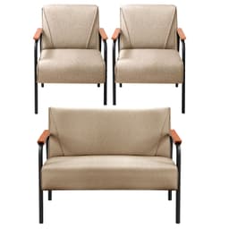 Conjunto Namoradeira 2 Lugares E 2 Poltronas Decorativas Jade - Linho Marrom