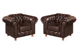 Kit 02 Poltronas Decorativa Chesterfield Capitonê Luís Xv - Couríssimo Café