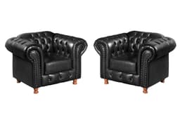 Kit 02 Poltronas Decorativa Chesterfield Capitonê Luís Xv - Couríssimo Preto