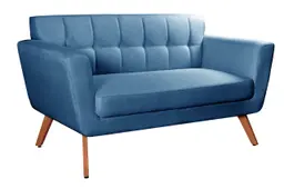 Namoradeira Sofá 2 Lugares Bruna Decoração - Linho Azul