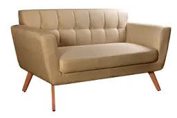Namoradeira Sofá 2 Lugares Bruna Decoração - Linho Marrom