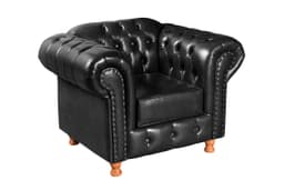 Poltrona Chesterfield Capitonê Luís Xv Com Molas - Couríssimo Preto