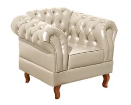Poltrona Chesterfield Duque Dom Pedro Com Capitonê - Bege