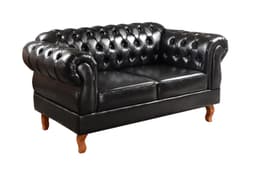 Sofá 2 Lugares Chesterfield Capitonê Duquesa Clássico - Couríssimo Preto