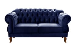 Sofá 2 Lugares Chesterfield Capitonê Duquesa Clássico - Suede Azul
