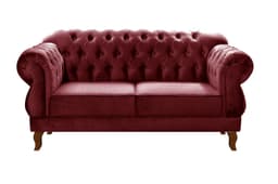 Sofá 2 Lugares Chesterfield Capitonê Duquesa Clássico - Suede Bordô