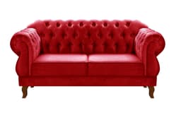 Sofá 2 Lugares Chesterfield Capitonê Duquesa Clássico - Suede Vermelho