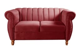 Sofá 2 Lugares Chesterfield Sofá Realeza Vintage - Suede Bordô