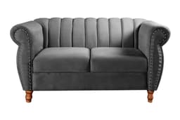 Sofá 2 Lugares Chesterfield Sofá Realeza Vintage - Suede Cinza
