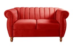 Sofá 2 Lugares Chesterfield Sofá Realeza Vintage - Suede Vermelho 100