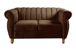 Sofá 2 Lugares Chesterfield Sofá Realeza Vintage - Veludo Marrom