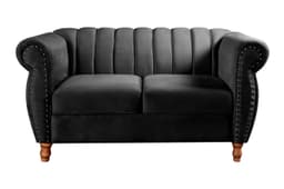 Sofá 2 Lugares Chesterfield Sofá Realeza Vintage - Veludo Preto