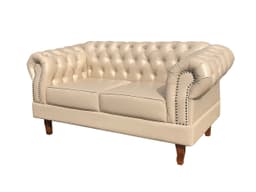 Sofá 2 Lugares Dom Pedro Chesterfield Capitonê Retrô - Couríssimo Bege