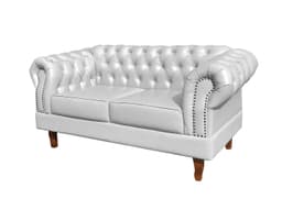 Sofá 2 Lugares Dom Pedro Chesterfield Capitonê Retrô - Couríssimo Branco