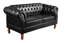 Sofá 2 Lugares Dom Pedro Chesterfield Capitonê Retrô - Couríssimo Preto
