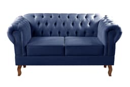 Sofá 2 Lugares Dom Pedro Chesterfield Capitonê Retrô - Suede Azul Marinho