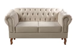 Sofá 2 Lugares Dom Pedro Chesterfield Capitonê Retrô - Suede Bege