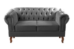 Sofá 2 Lugares Dom Pedro Chesterfield Capitonê Retrô - Suede Cinza