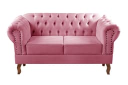 Sofá 2 Lugares Dom Pedro Chesterfield Capitonê Retrô - Suede Rosa