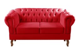 Sofá 2 Lugares Dom Pedro Chesterfield Capitonê Retrô - Suede Vermelho