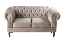 Sofá 2 Lugares Dom Pedro Chesterfield Capitonê Retrô - Veludo Capuccino