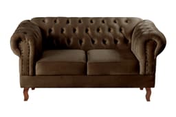 Sofá 2 Lugares Dom Pedro Chesterfield Capitonê Retrô - Veludo Marrom
