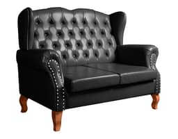 Sofá 2 lugares Imperador Chesterfield Sofá Vintage Capitonê - Couríssimo Preto