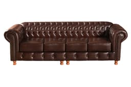 Sofá Bipartido 4 Lugares Chesterfield Capitonê Luís Xv - Marrom Café
