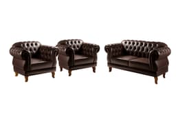 Sofá Chesterfield Capitonê 2 Lugares E 2 Poltronas Duquesa Para Sala Recepção - Couríssimo Café