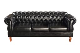 Sofá Chesterfield Capitonê 3 Lugares Duquesa Para Sala Recepção - Couríssimo Preto