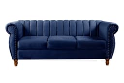 Sofá Chesterfield Realeza 3 Lugares Decoração Retrô - Suede Azul