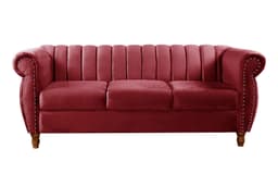 Sofá Chesterfield Realeza 3 Lugares Decoração Retrô - Suede Bordô