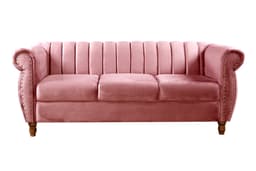 Sofá Chesterfield Realeza 3 Lugares Decoração Retrô - Suede Rosa