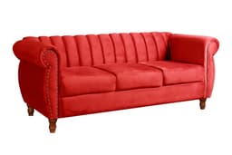 Sofá Chesterfield Realeza 3 Lugares Decoração Retrô - Suede Vermelho