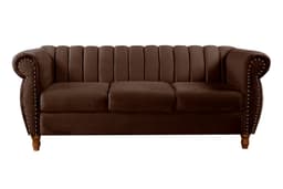 Sofá Chesterfield Realeza 3 Lugares Decoração Retrô - Veludo Marrom