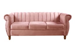 Sofá Chesterfield Realeza 3 Lugares Decoração Retrô - Veludo Rosê