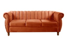 Sofá Chesterfield Realeza 3 Lugares Decoração Retrô - Veludo Terracota