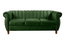 Sofá Chesterfield Realeza 3 Lugares Decoração Retrô - Veludo Verde