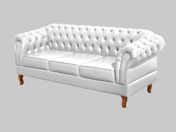 Sofá Dom Pedro Chesterfield 3 Lugares Vintage Clássico Retrô - Couríssimo Branco