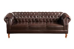 Sofá Dom Pedro Chesterfield 3 Lugares Vintage Clássico Retrô - Couríssimo Marrom Café
