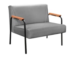 Sofá Namoradeira 2 Lugares Jade Com Apoio De Braço Madeira/metal - Linho Cinza