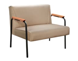 Sofá Namoradeira 2 Lugares Jade Com Apoio De Braço Madeira/metal - Linho Marrom