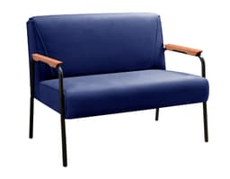 Sofá Namoradeira 2 Lugares Jade Com Apoio De Braço Madeira/metal - Suede Azul