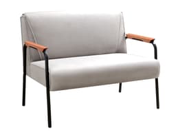Sofá Namoradeira 2 Lugares Jade Com Apoio De Braço Madeira/metal - Suede Bege