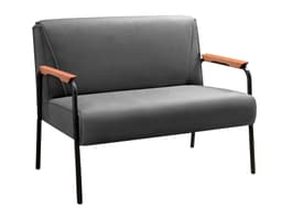 Sofá Namoradeira 2 Lugares Jade Com Apoio De Braço Madeira/metal - Suede Cinza