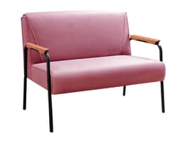 Sofá Namoradeira 2 Lugares Jade Com Apoio De Braço Madeira/metal - Suede Rosa
